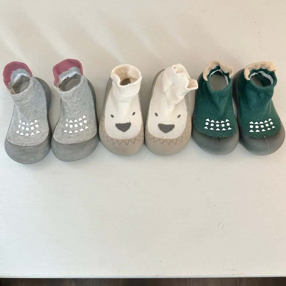 Bundle of 3 Knit Walking Sock Shoes 18-24 months